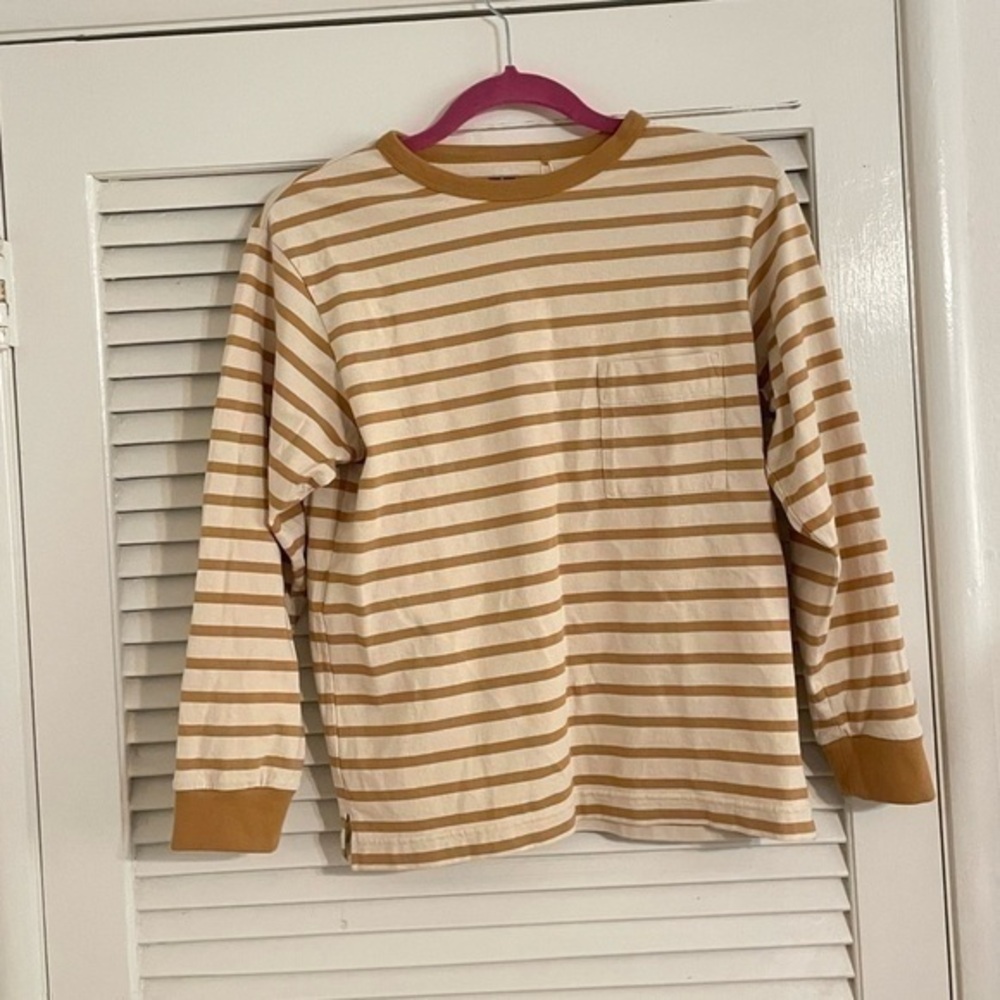 NWT UNIQLO Striped Crew Neck Long Sleeve Top Size 11-12 Y